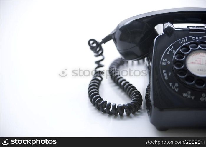 Studio Shot Of A Black Rotary Phone
