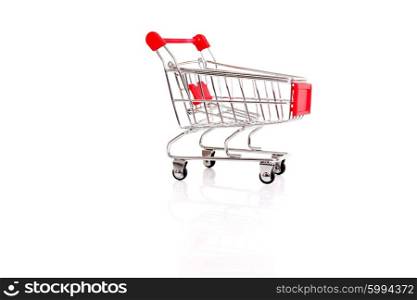Studio shot of a shopping cart isolated over white