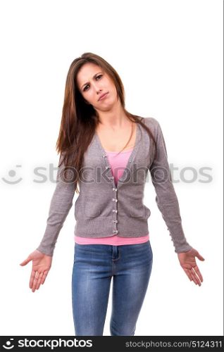 Studio shot of a young and angry woman - isolated over white background