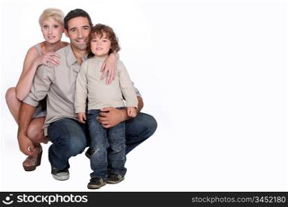 Studio shot of a young family