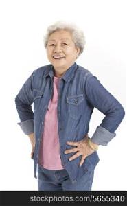 Studio Shot Of Chinese Senior Woman