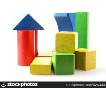 Studio Shot Of Colorful Toy Blocks Against White Background