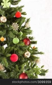 Studio Shot Of Decorated Christmas Tree
