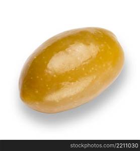 studio shot of green olive isolated on white background. green olive isolated on white background