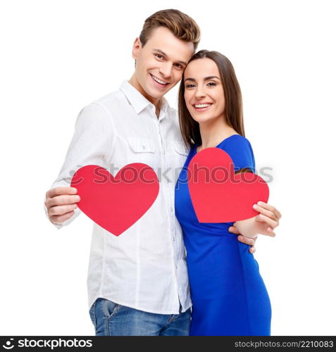 studio shot of Happy couple on Valentines day. Happy couple on Valentines day