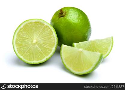 studio shot of lime solated on white background. Lime fruit isolated on white