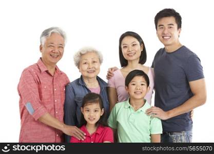 Studio Shot Of Multi-Generation Chinese Family