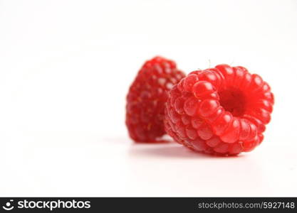 Studio shot of red raspberries