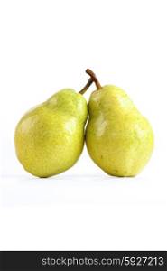 Studio shot of two pears on white background
