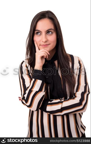 Studio shot: Young woman having a great idea