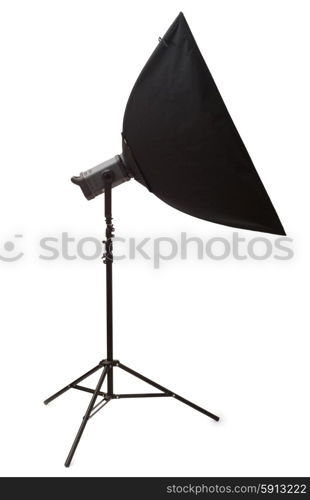 Studio strobe with softbox isolated on the white