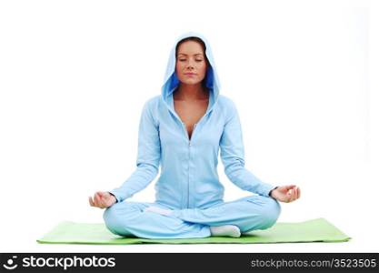 studio yoga woman isolated on white