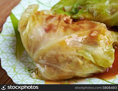 Stuffed Cabbage Tagine - Stuffed cabbage with tomato sauce