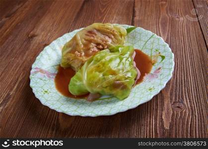 Stuffed Cabbage Tagine - Stuffed cabbage with tomato sauce