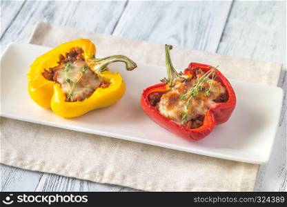 Stuffed peppers with meat and mozzarella