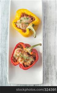 Stuffed peppers with meat and mozzarella