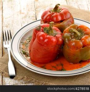 Stuffed Sweet Peppers On A Plate