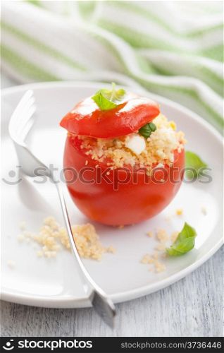 stuffed tomato with couscous and feta