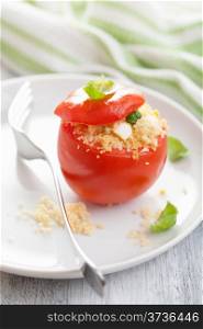 stuffed tomato with couscous and feta