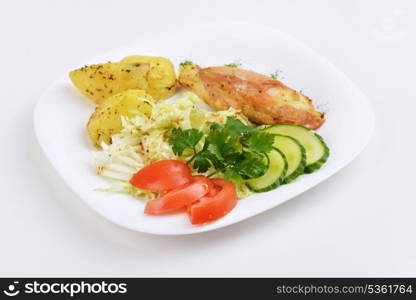 stuffed turkey fillet with potato and vegetables