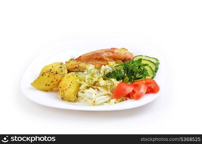 stuffed turkey fillet with potato and vegetables