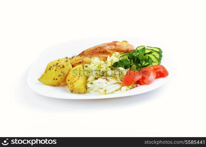 stuffed turkey fillet with potato and vegetables