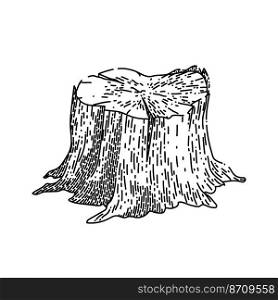 stump wood hand drawn vector. log cut, tree wooden, trunk lumber, texture circle, section nature stump wood sketch. isolated black illustration. stump wood sketch hand drawn vector