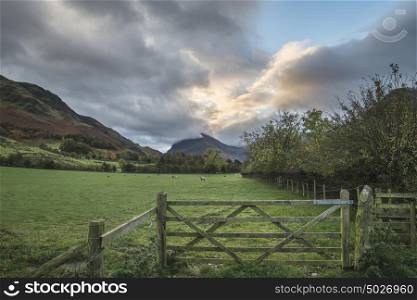Stunning Autumn Fall landscape image of Lake Buttermere in Lake District England
