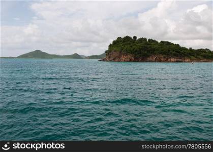 stunning Caribbean sea and mountainous landscape in Antigua (sea view and dramatic sky)