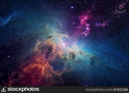 Stunning colorful galaxies in the night sky created with generative AI technology