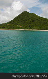 stunning deserted beach over mountain in Antigua, Caribbean