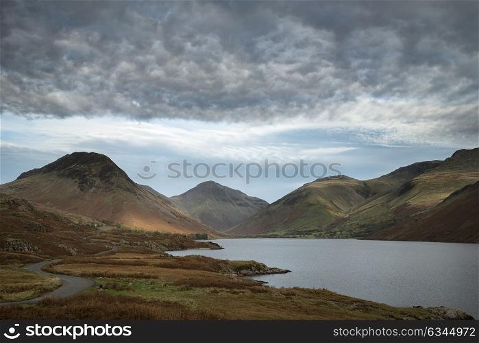Stunning landscape image of mountains around Wast Water in Lake District England in Autumn