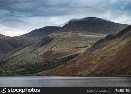 Stunning landscape image of mountains around Wast Water in Lake District England in Autumn