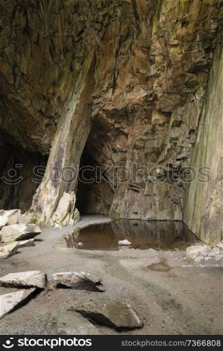 Stunning landscape image of old unused quarry in UK Lake District