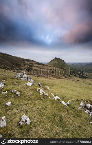 Stunning landscape of Chrome Hill and Parkhouse Hill Dragon&rsquo;s Back in Peak District in UK