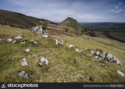 Stunning landscape of Chrome Hill and Parkhouse Hill Dragon&rsquo;s Back in Peak District in UK