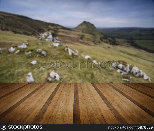 Stunning landscape of Chrome Hill and Parkhouse Hill Dragon&rsquo;s Back in Peak District in UK concept image