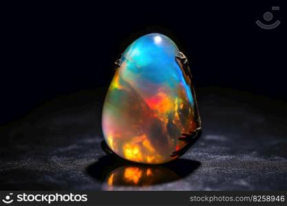 Stunning opal in bright light on a dark background created with generative AI technology