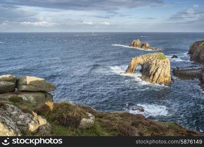 Stunning sunrise landscape of Land&rsquo;s End in Cornwall England