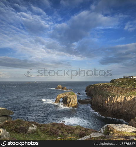 Stunning sunrise landscape of Land&rsquo;s End in Cornwall England