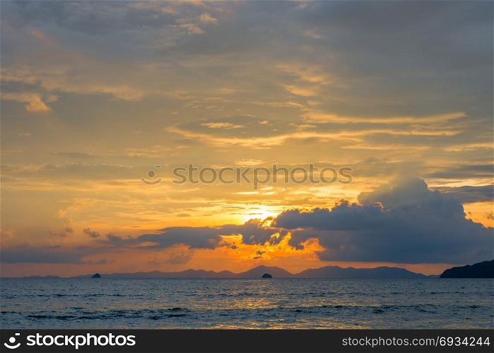 stunning sunset sky over the sea at sunset time