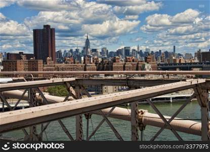 Stunning view of Manhattan from the Brooklyn Bridge