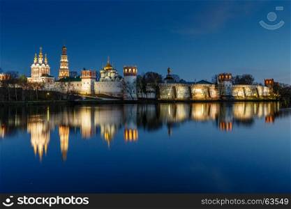 Stunning View of Novodevichy Convent in the Evening, Moscow, Russia