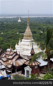 Stupa and monastery on Sagaing hill, Mandalay, Myanmar
