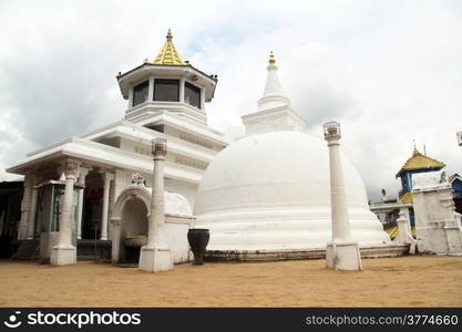 Stupa and temple in Dondra monastery in Sri Lanka