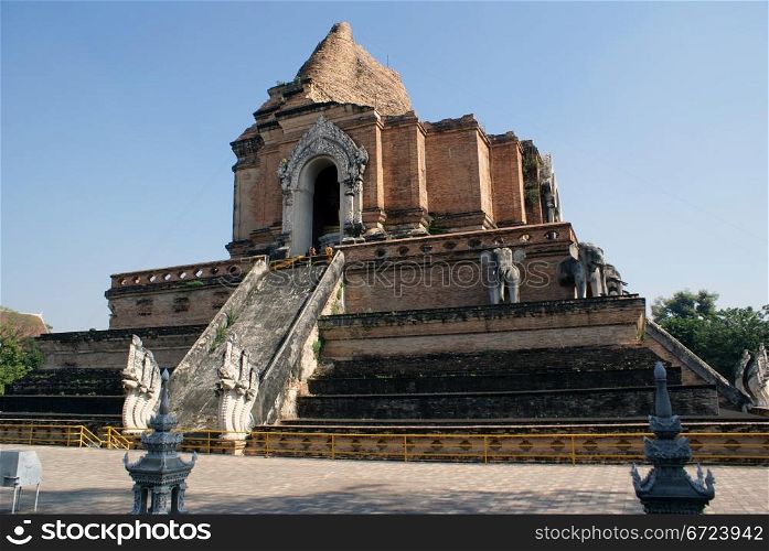 Stupa Chedi Luang in Chiang Mai, Thailand