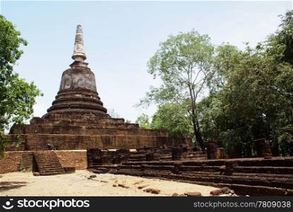 Stupa in Khao Suwankhiri in Si Satchanalai, central Thailand