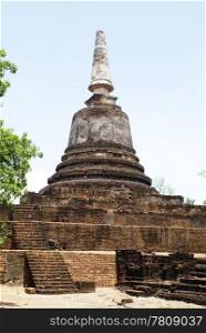Stupa in wat Khao Suwankhiri in Si Satchanalai, central Thailand