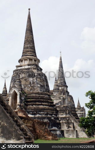 Stupas in wat Phra Si Sanphet in Ayuthaya, central Thailand