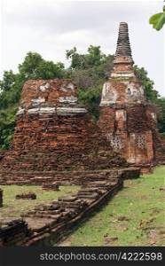 Stupas in wat Phra Si SAnphet in Ayuthaya in Thailand